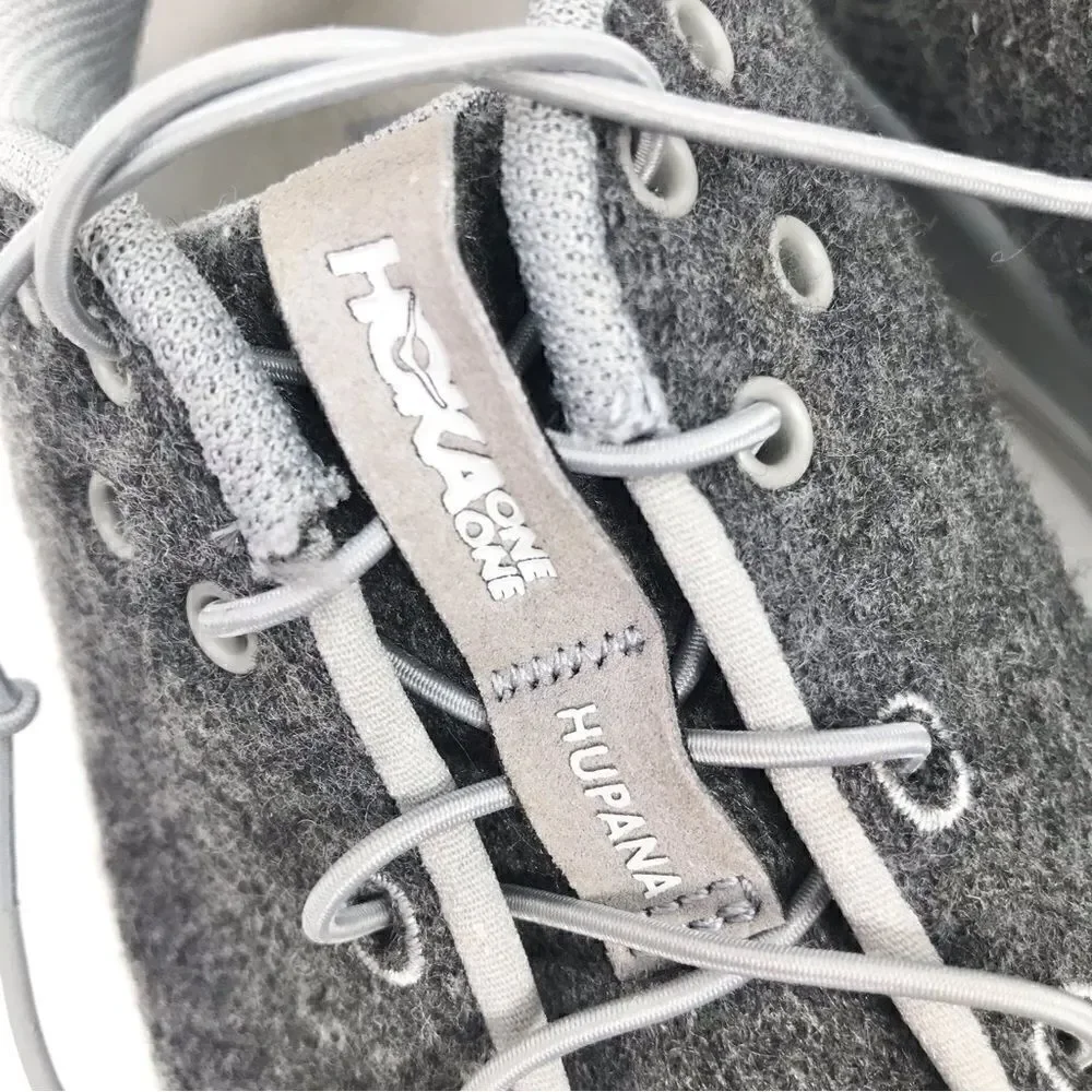 Hoka One One Hupana Flow Gray Wool Elastic Lace Sneakers